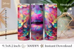 Colorful Lips Tumbler Design, Floral Lips Tumbler PNG Product Image 1