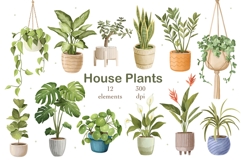 Watercolor Houseplants Clipart Product Image 1