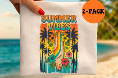 Summer Vibes PNG, Retro Surfboard Sublimation Design Product Image 1