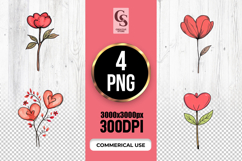 Heart Flower Botanical Clipart Sublimation PNG Product Image 1