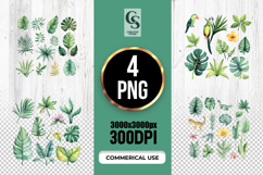 Watercolor Tropical Jungle Clipart PNG Product Image 1