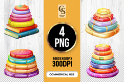 Colorful Book Stack Clipart Sublimation PNG Product Image 1