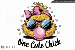 Cute Chick With Sunglasses And Bubblegum PNG Product Image 1