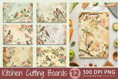 Vintage Floral Birds Junk Journal Cutting Boards sublimation Product Image 1