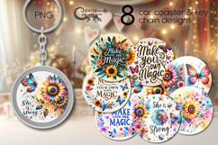 Motivating inscriptions | 8 Car coaster &amp; key chain designs Product Image 1