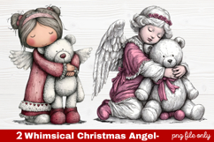 2 Whimsical Christmas Angel Clipart | Cute Holiday Angel PNG Product Image 1
