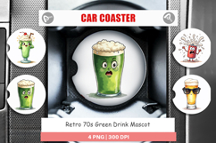 Retro 70s Drink Mascot Car Coaster Product Image 1