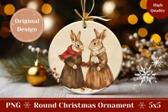Cartoon Animals Ornament PNG, Vintage Winter Round Ornament Product Image 1