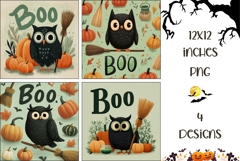 Cute Halloween Owl Backgrounds, Boo Halloween Digital Papers Product Image 1