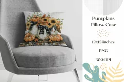 Watercolor Pumpkins Pillow, Watercolor Sunflowers Pillow Product Image 1
