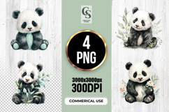 Cute Panda With Greenery Clipart Sublimation PNG Product Image 1