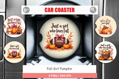 Fall Girl Pumpkin Car Coaster Product Image 1