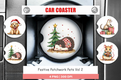 Festive Patchwork Pets Car Coaster Product Image 1