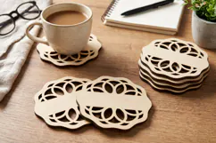 Scalloped Monogram Coaster SVG | Laser Cut Blank Template Product Image 1