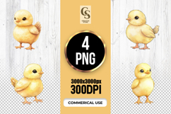 Watercolor Yellow Baby Chick Clipart Sublimation PNG Product Image 1