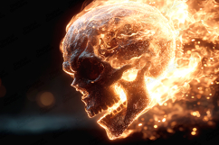Burning Fire Skull Digital Art - Dark Flame Head Background Product Image 1