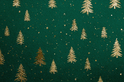 A festive green background with gold Christmas trees Product Image 1