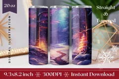 Christmas Tumbler Wrap, Christmas Forest Tumbler Template Product Image 1