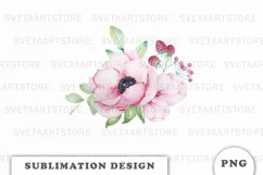 Watercolor flowers bouquet PNG Product Image 1
