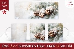 Watercolor Christmas Mug Wrap, Christmas Pine Cones Mug PNG Product Image 1