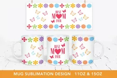 Mother's Day Floral Mug Wrap, Mug Sublimation png Product Image 1