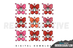 Coquette Bow PNG, Valentine PNG, Cherry Sublimation PNG Product Image 1