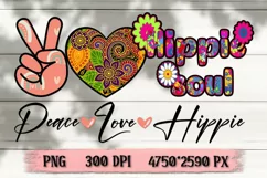 Peace Love Hippie | PNG Sublimation design, t shirt print Product Image 1