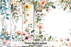 Floral digital paper, background clipart Product Image 1