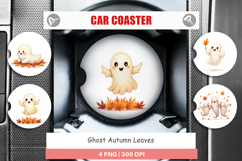 Car Coaster Watercolor Ghost Autumn Leaves Product Image 1
