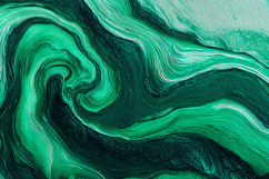 A vibrant green abstract painting with swirling patterns Product Image 1