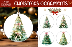 Watercolor Christmas Bows Ornaments, Christmas Tree Ornament Product Image 1