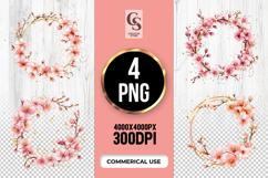 Pink Blossom Floral Wreath Clipart PNG Product Image 1