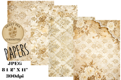 Sepia, Flowers, Grunge, Papers, Junk Journal Product Image 1