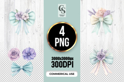 Watercolor Floral Bow Clipart Sublimation PNG Product Image 1