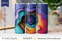 3D Galaxy Tumbler Wrap, 3D Space Tumbler, Space PNG Product Image 1