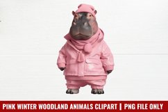 Pink Winter Woodland Animals Clipart PNG Product Image 1