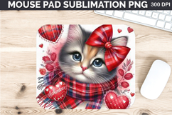 Watercolor Cat Mouse Pad Sublimation - Valentines PNG Design Product Image 1