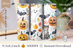 Halloween Doodles Tumbler Design, Watercolor Halloween Bats Product Image 1