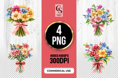 Colorful Floral Bouquet Clipart Sublimation PNG Product Image 1