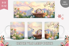 Cartoon Easter Eggs Mug Wrap, Easter Basket Mug Sublimation Product Image 1