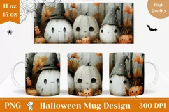 Cute Halloween Mug PNG, Cartoon Pumpkins Coffee Mug Design Product Image 1