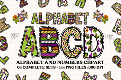 Halloween Alphabet png clipart, halloween letters doodle Product Image 1
