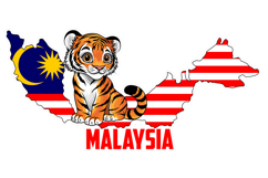 Cute Vector cartoon Malaysia sticker with tiger and map Product Image 1