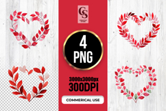 Watercolor Leaf Heart Frames Clipart Sublimation PNG Product Image 1