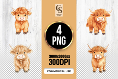 Baby Highland Cow Clipart Sublimation PNG Product Image 1