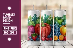 Watercolor Healthy Food Tumbler Warp Design Product Image 1