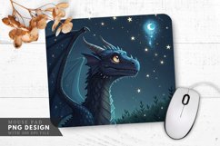 Curious Night Dragon Among Stars Mouse Pad PNG Design Product Image 1