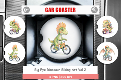 Big Eye Dinosaur Biking Art Car Coaster Product Image 1