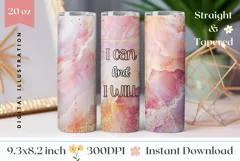 Pink Marble Tumbler Wrap, I Can And I Will Tumbler Design Product Image 1
