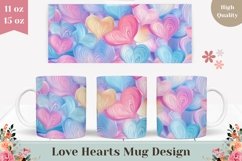 Valentine Mug Design, Pastel Hearts Mug Sublimation Product Image 1